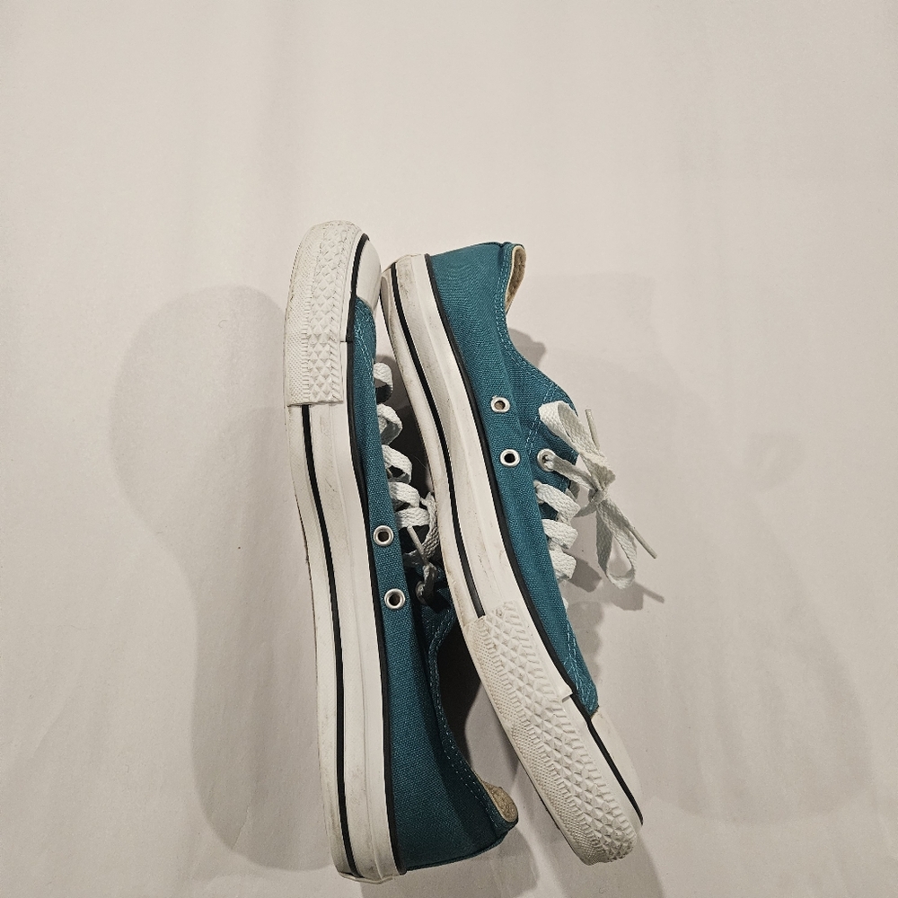 Converse Teal Canvas Sneakers with White Laces Size M 9.5 W 11.5 - Picture 5 of 6